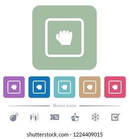 Grab object white flat icons on color rounded square backgrounds. 6 bonus icons included