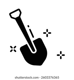 Grab our latest glyph icon showing digging shovel