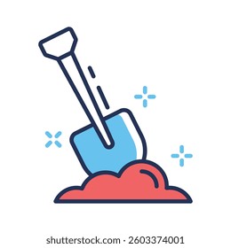 Grab our latest outline icon showing digging shovel