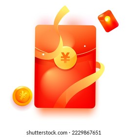 Grab red envelopes for Chinese New Year, financial and wealth management promotion red envelopes, vector illustration, Chinese translation: Receive