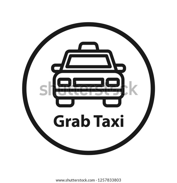 Grab Taxi Icon. Simple line icon. Isolate on
white background.