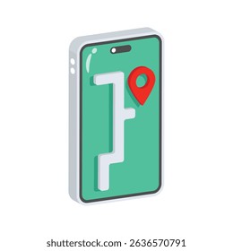 Grab this 2d icon of mobile gps with pin