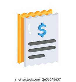 Grab this 2d style icon of printed invoice sheet