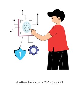 Holen Sie sich diese erstaunliche biometrische Sicherheits-Flachbild-Illustration