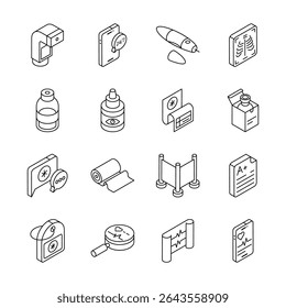 Grab this amazing bundle of hospital and treatments isometric icons