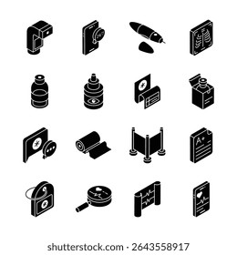 Grab this amazing bundle of hospital and treatments isometric icons