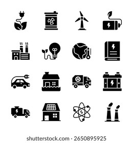 Grab this amazing collection of environment and eco power glyph icons