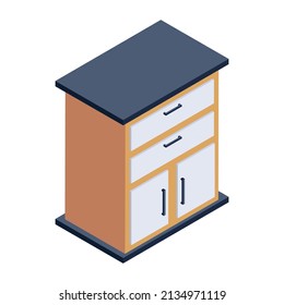 Agarra este asombroso icono isométrico editable del gabinete 

