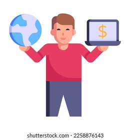 Agarra este asombroso ícono plano de los negocios globales 