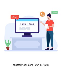 Grab this amazing flat illustration of online translation 