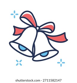 Coge este increíble icono de contorno plano de campana de Navidad, listo para usar Vector