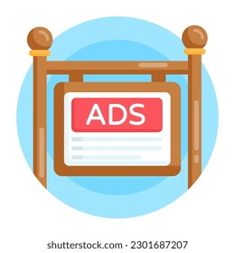 Grab this amazing flat rounded icon of advertisement board 