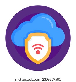 Grab this amazing flat rounded icon of cloud security 