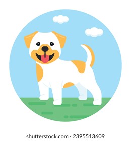 Agarra este asombroso ícono plano redondeado jugando perro 