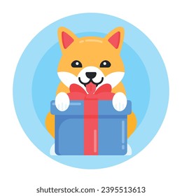 Grab this amazing flat rounded icon of playing dog 
