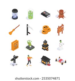 Grab this amazing halloween icons set in trendy style