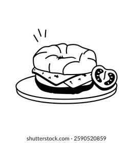 Grab this amazing icon of breakfast sandwich in modern style