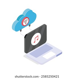 Grab this amazing icon of cloud music in modern style