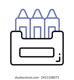 Grab this amazing icon of crayon colors, drawing tools, stationery equipment