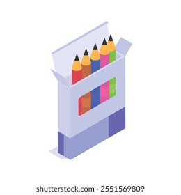 Grab this amazing icon of pencil colors, drawing tools, stationery equipment