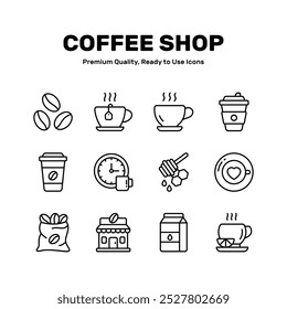 Grab this amazing icon set of coffee shop, premium vector ready to use