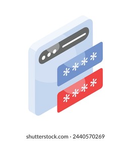 Grab this amazing icon of website password isometric style