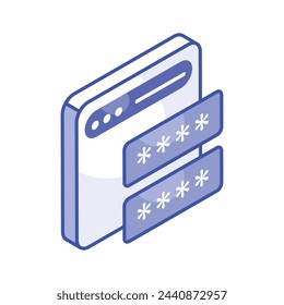 Grab this amazing icon of website password isometric style