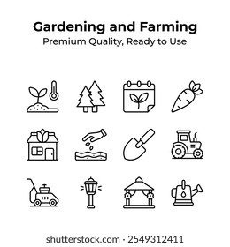 Grab this amazing icons pack of gardening and farming in modern style