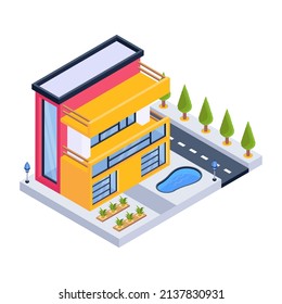 Grab this amazing isometric icon of farmhouse 