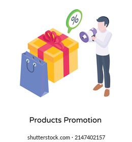 Grab this amazing isometric icon of product promotion 

