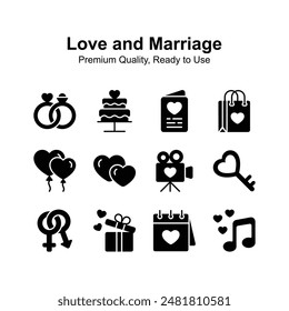 Grab this amazing love and marriage icons up for premium use