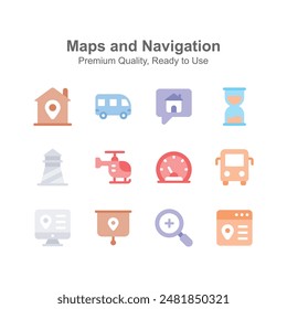 Grab this amazing maps and navigation icons pack