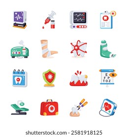 Grab this amazing medical and healthcare icons set in modern style