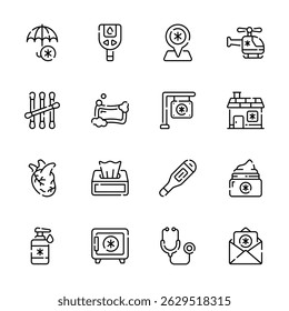 Grab this amazing outline collection depicting healthcare services icons