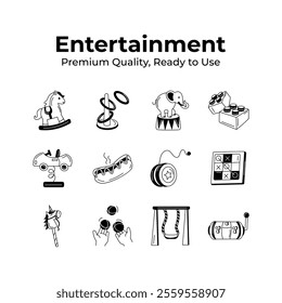 Grab this amazing pack of entertainment icons in trendy style