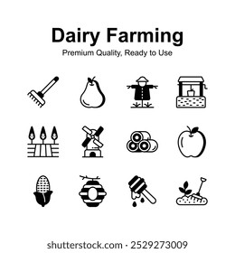 Grab this amazing set of dairy farming icons in modern style