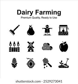 Grab this amazing set of dairy farming icons in modern style