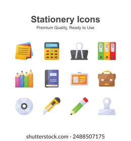 Grab this amazing stationery icons set in modern style