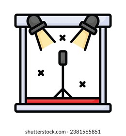 Grab this amazing vector of outdoor concert stage, microphone stand with stage lights