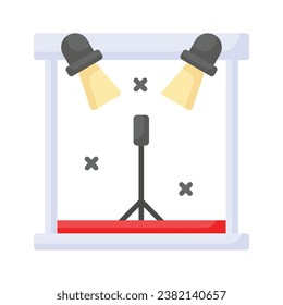 Grab this amazing vector of outdoor concert stage, microphone stand with stage lights