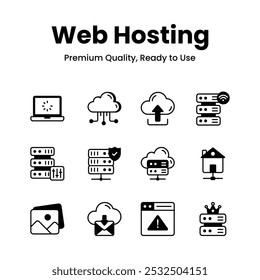 Pegue este incrível web hospedagem ícones definido em estilo moderno