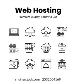 Grab this amazing web hosting icons set in trendy style