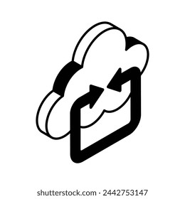 Grab this beautiful icon of cloud syncing, cloud update vector design
