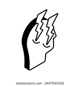 Agarra este hermoso ícono isométrico de dolor de cabeza, diseño de Vector de migraña
