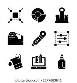 Agarra este conjunto de iconos de arte y diseño muy bien diseñado, listos para su uso premium