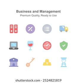 Grab this beautifully designed business and management icons