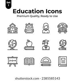 Grab this beautifully designed education icons set, ready to use vectors