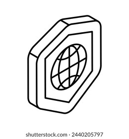 Nimm dieses wunderschön gestaltete isometrische Icon der globalen Sicherheit