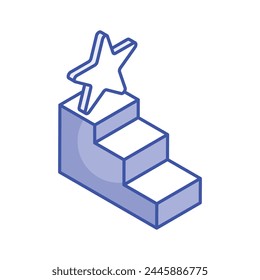 Grab this beautifully designed isometric icon of podium, mission, aim, position podium vector