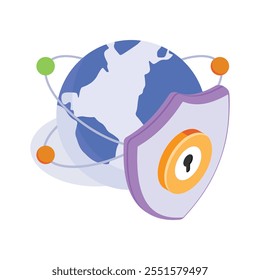 Grab this beautifully designed isometric icon of global security